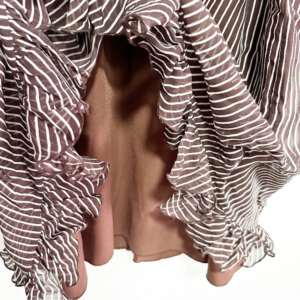 BCBG 100% Silk Brown Dress with White Stripe Size 4 - Picture 10 of 10